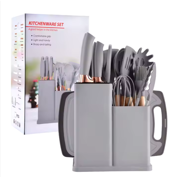 19-Pieces Silicone Kitchen Utensils Set with Cutting Board