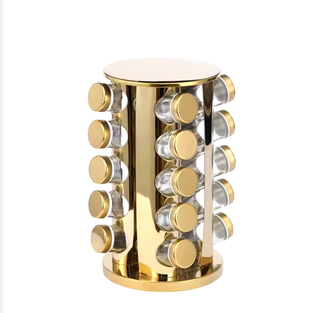 Rotating Spice Jar Set Rack - Glass Organizer for Kitchen