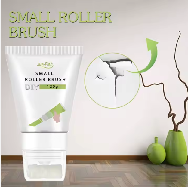Small Rolling Brush with Wall Latex Paint for DIY Wall Repairs