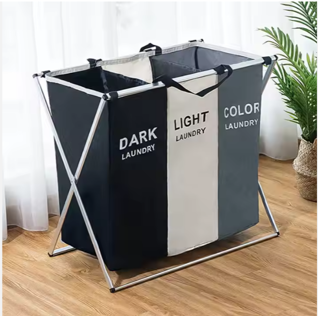 Foldable 3-Section Laundry Hamper