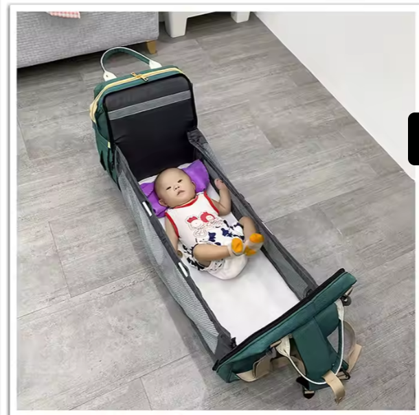 3-in-1 Baby Diaper Bag with Foldable Crib