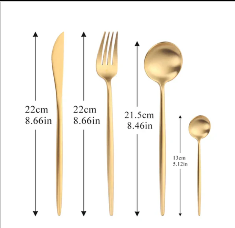 Stainless Gold Color Cutlery Set - 6 Pcs