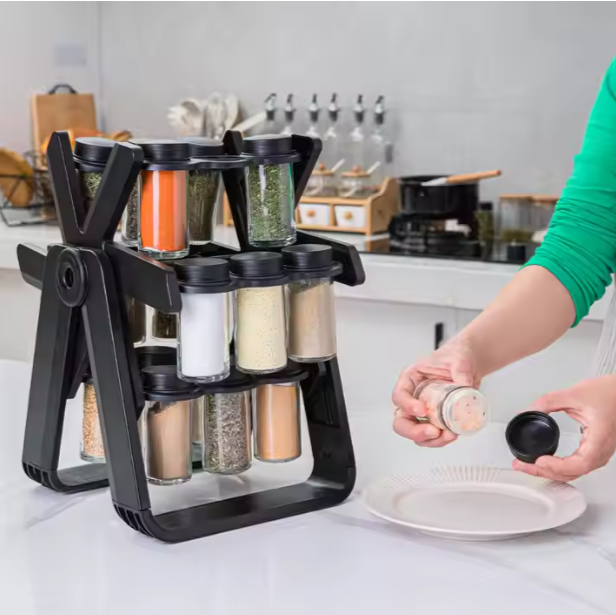 18PCS Rotating Spice Rack Organizer