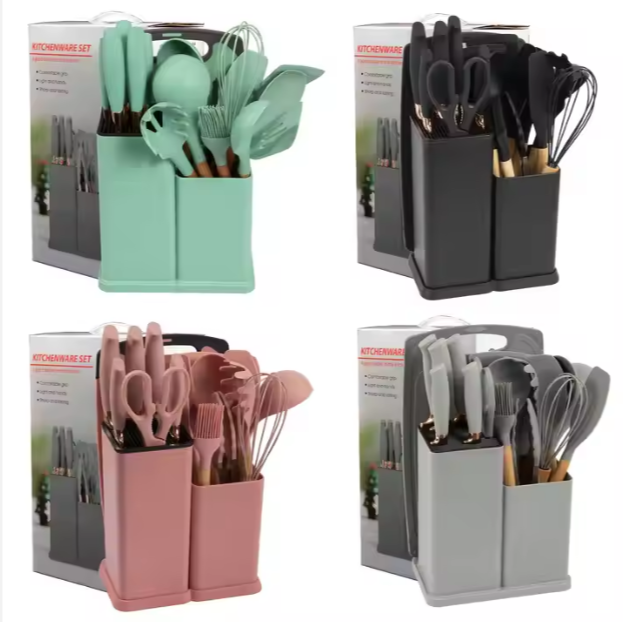 19-Pieces Silicone Kitchen Utensils Set with Cutting Board