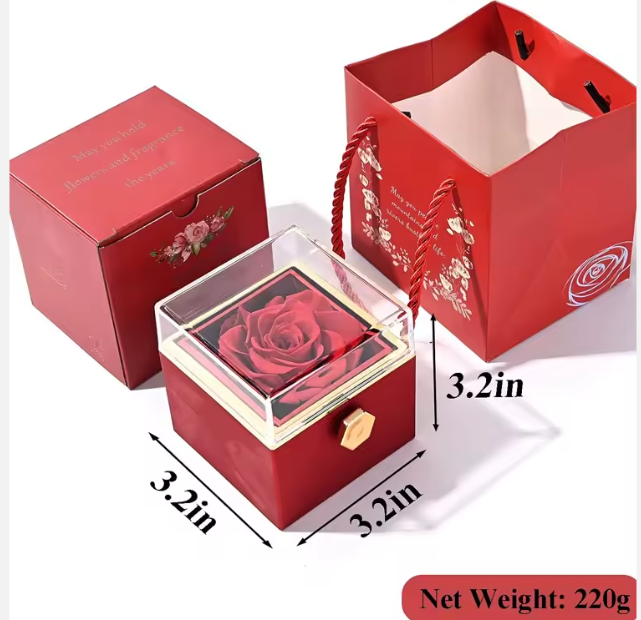 Eternal Rotating Rose Box with Necklace