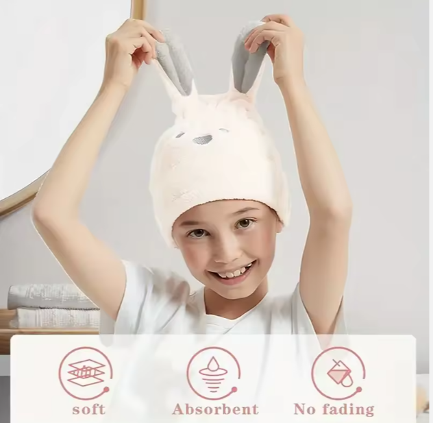Cute Rabbit Head Microfiber Hair Towel