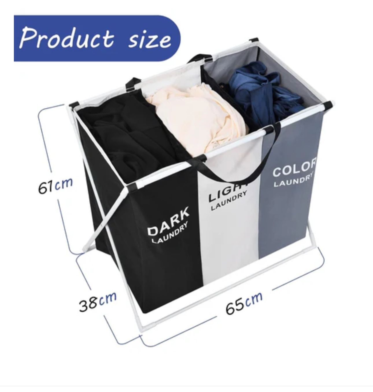 Foldable 3-Section Laundry Hamper
