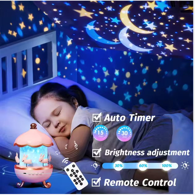 Rabbit Carousel Kids Night Light & Projector