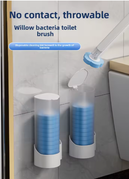 Wall-Mounted Disposable Toilet Brush with Sponge Head