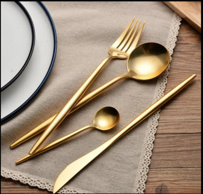 Stainless Gold Color Cutlery Set 6 Pcs Trend Shop