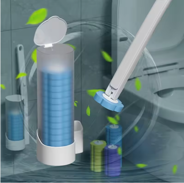 Wall-Mounted Disposable Toilet Brush with Sponge Head